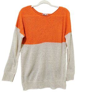 Gap Sweater Womens Size Medium Nylon Blend Orange Cream Colorblock Lightweight‎